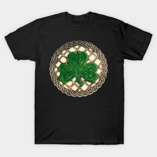 Celtic Knot Shamrock Beige Background T-Shirt